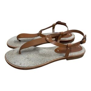 New Soludos Classic Tan Leather Thong Sandals Women’s Size 7.5 Espadrille Sole